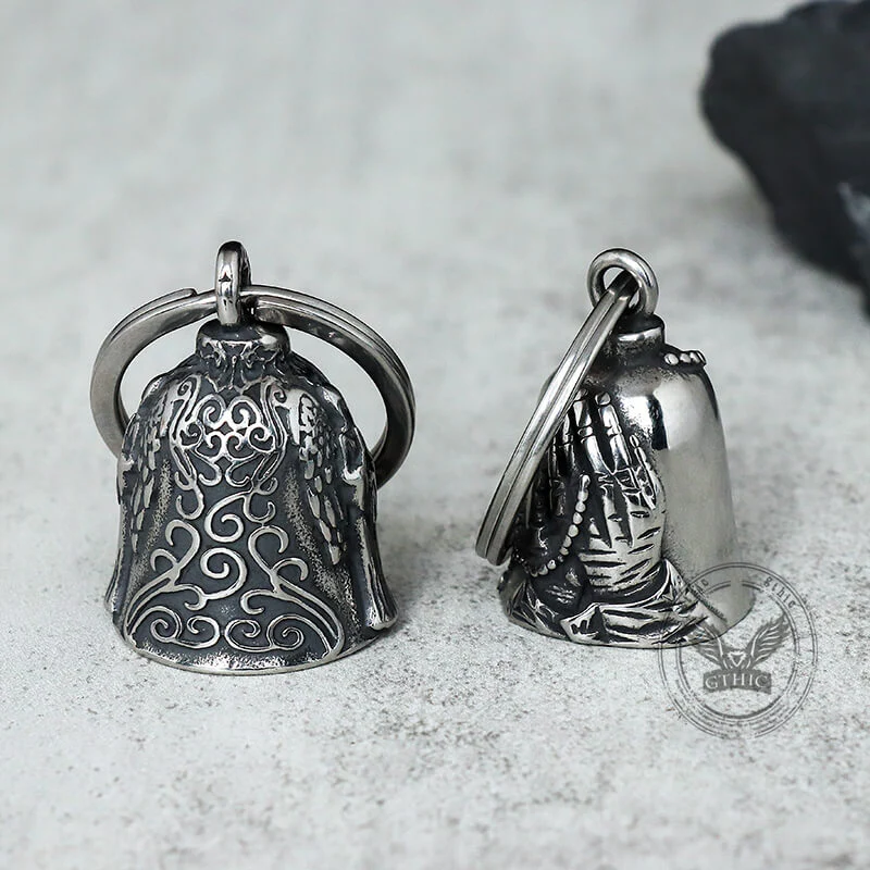 Vintage Virgin Mary Guardian Bell Stainless Steel Keychain