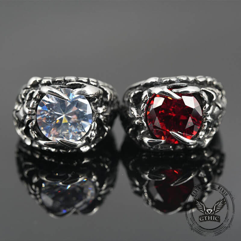 Fashionable Dragon Claw Gemstone Stainless Steel Ring