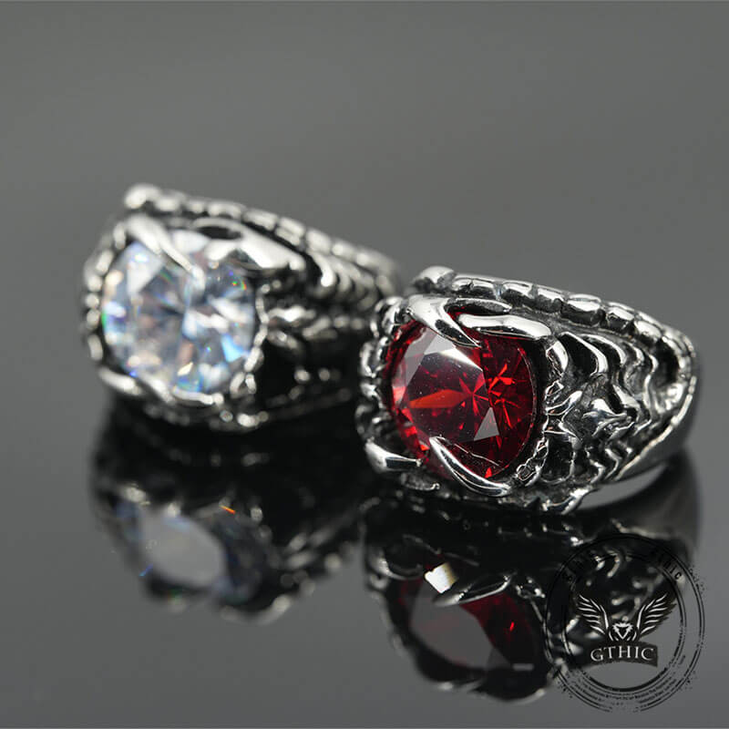 Fashionable Dragon Claw Gemstone Stainless Steel Ring