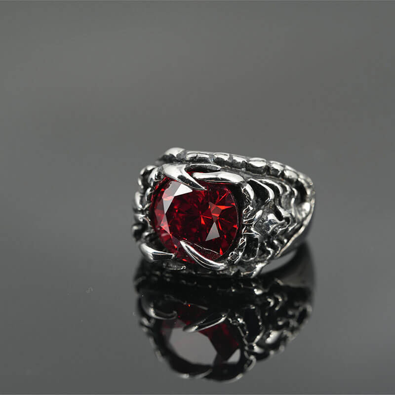 Fashionable Dragon Claw Gemstone Stainless Steel Ring