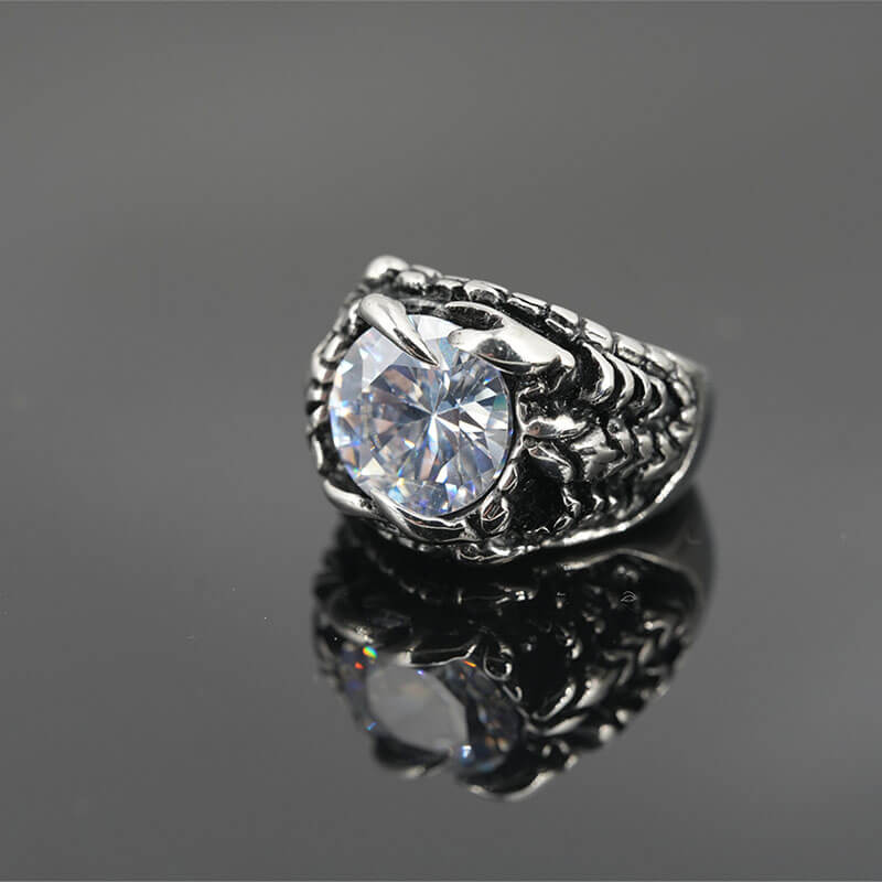 Fashionable Dragon Claw Gemstone Stainless Steel Ring