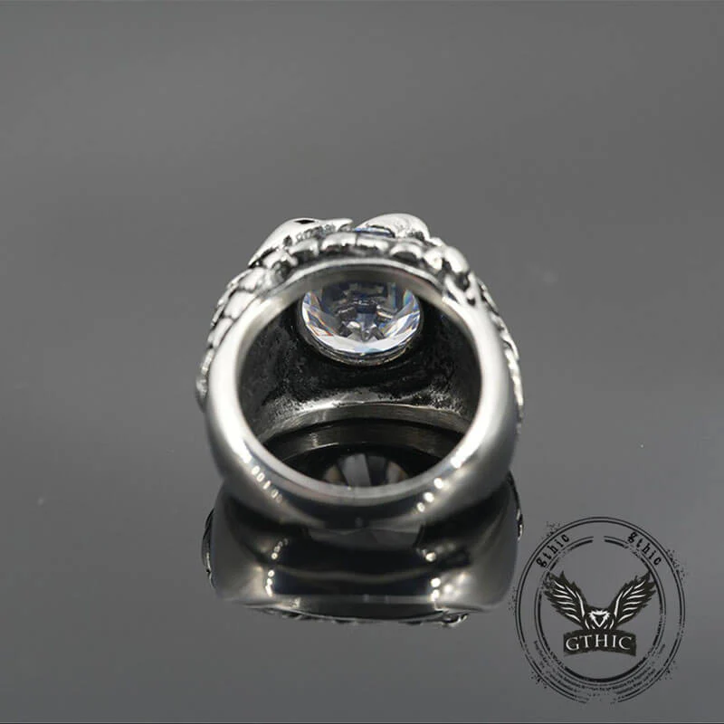 Fashionable Dragon Claw Gemstone Stainless Steel Ring