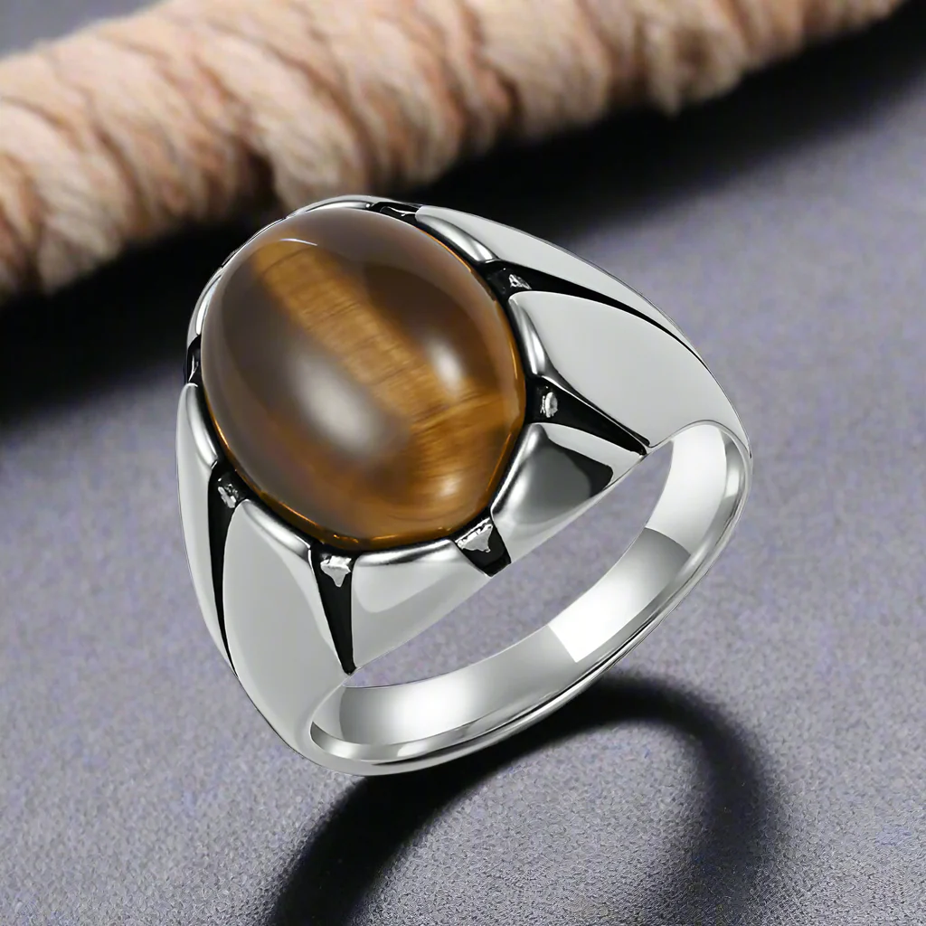 16196-vintage-oval-tiger-eye-gemstone-stainless-steel-ring-8.webp Vintage Oval Tiger Eye Gemstone Stainless Steel Ring