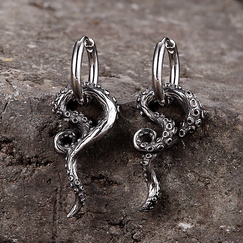 Vintage Octopus Tentacle Stainless Steel Earrings