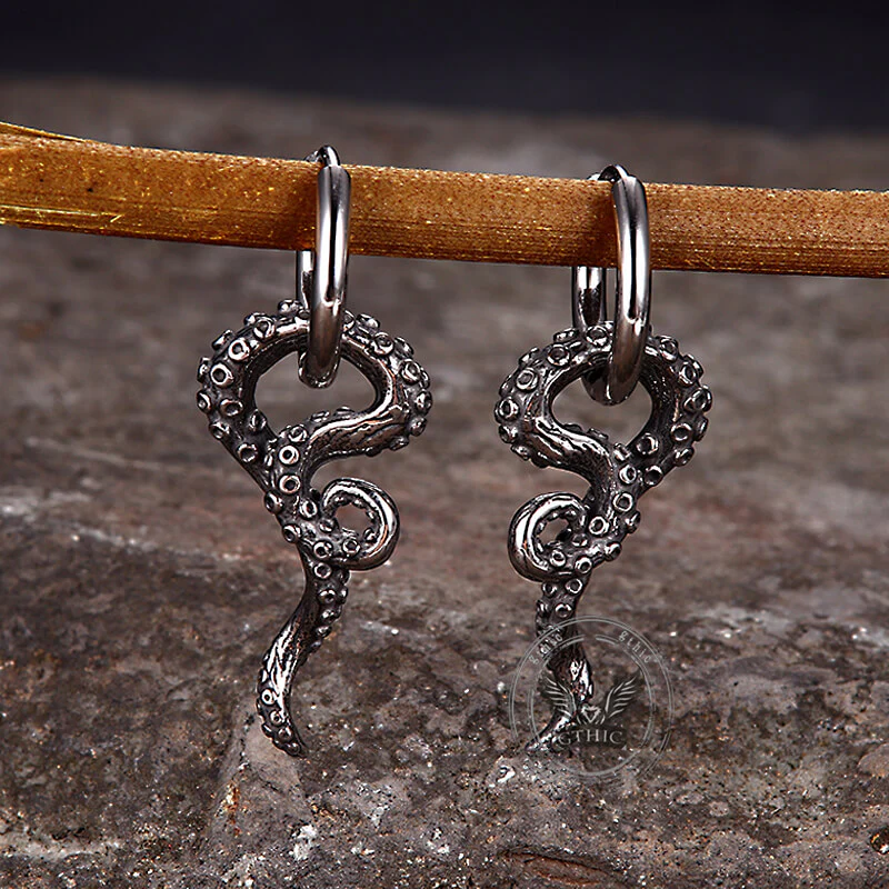 Vintage Octopus Tentacle Stainless Steel Earrings