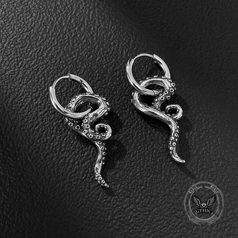 Vintage Octopus Tentacle Stainless Steel Earrings