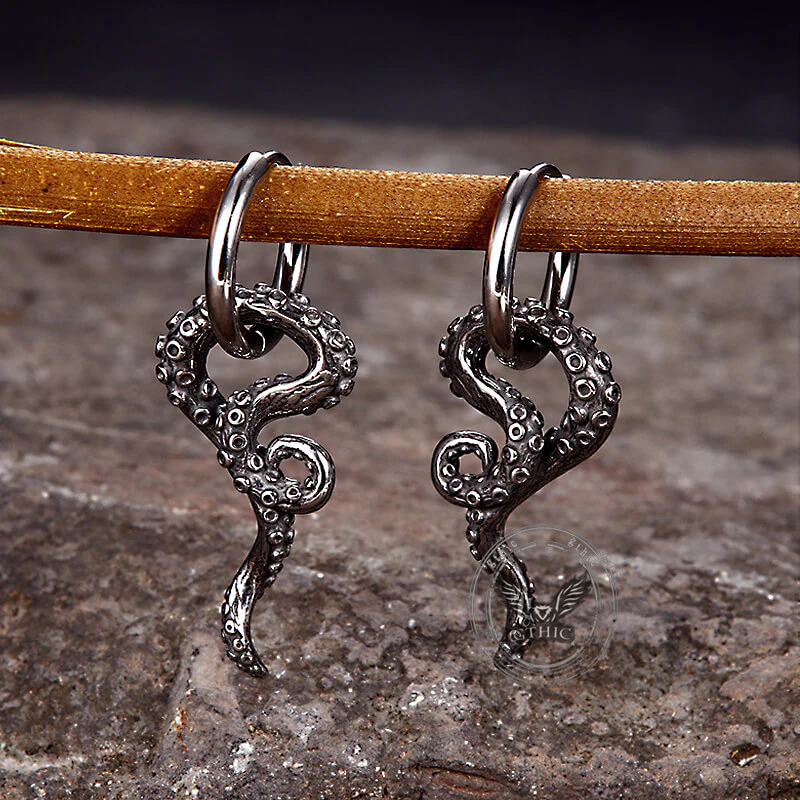 Vintage Octopus Tentacle Stainless Steel Earrings