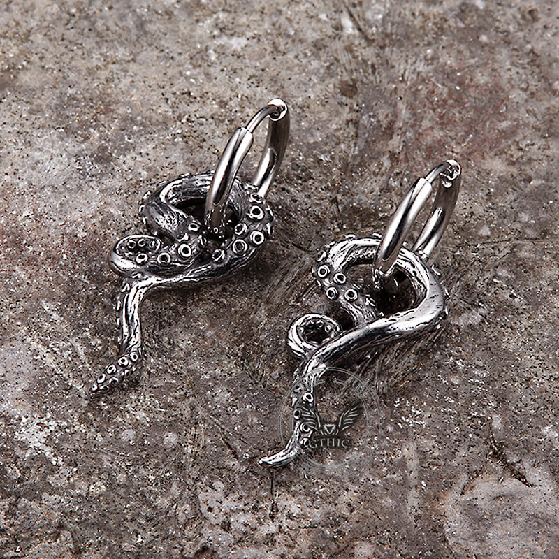 Vintage Octopus Tentacle Stainless Steel Earrings