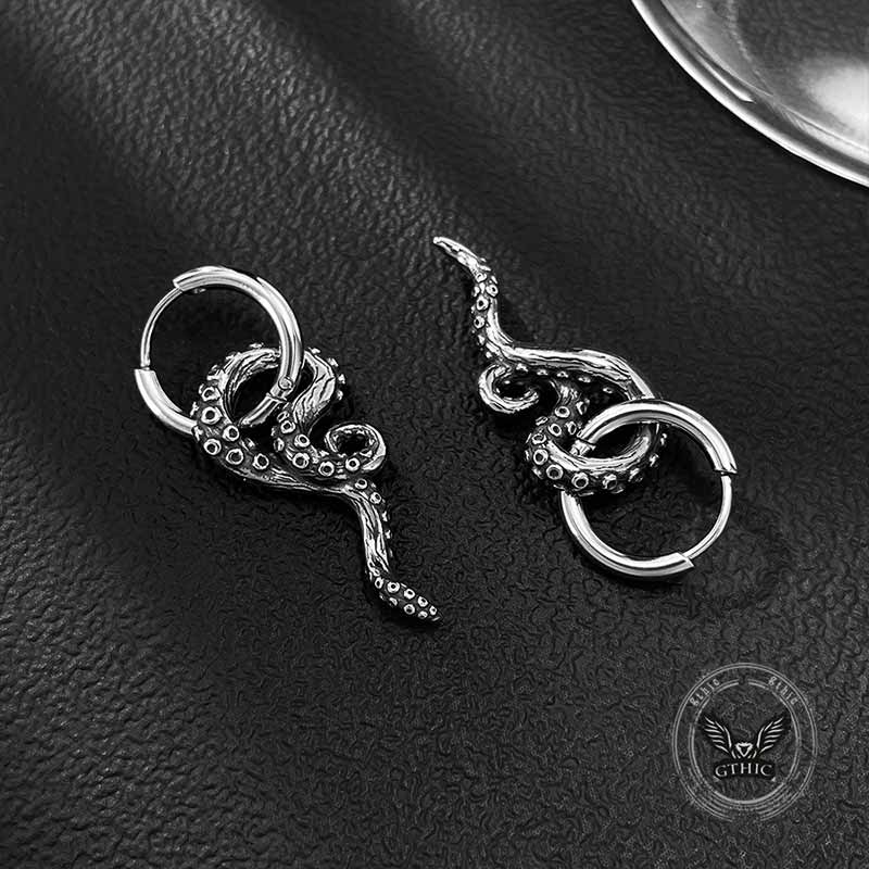 Vintage Octopus Tentacle Stainless Steel Earrings