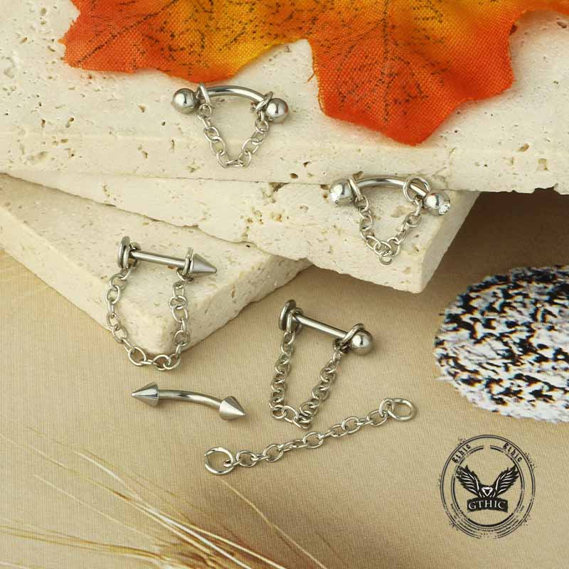 Simple Chain Ball Cone Stainless Steel Lip Piercing