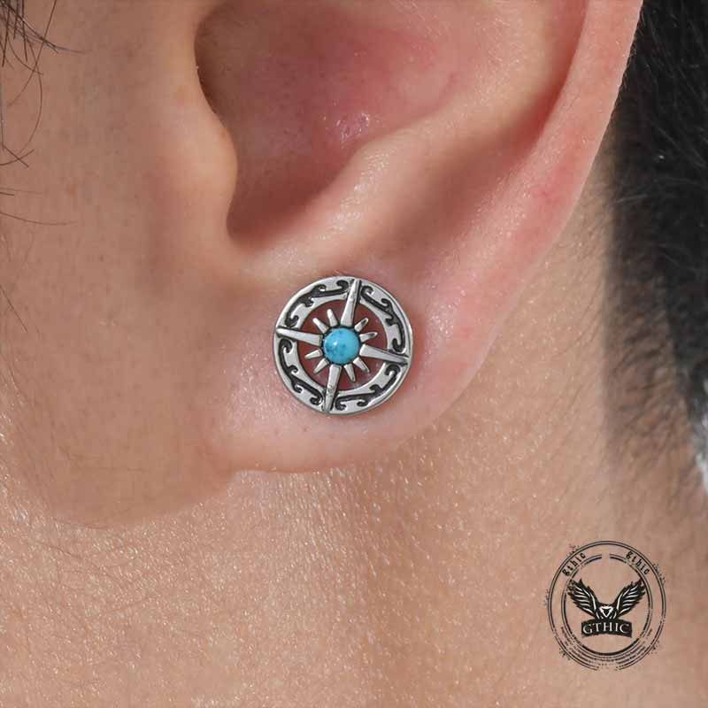 16240-vintage-turquoise-compass-stainless-steel-earrings-3.jpg Vintage Turquoise Compass Stainless Steel Earrings