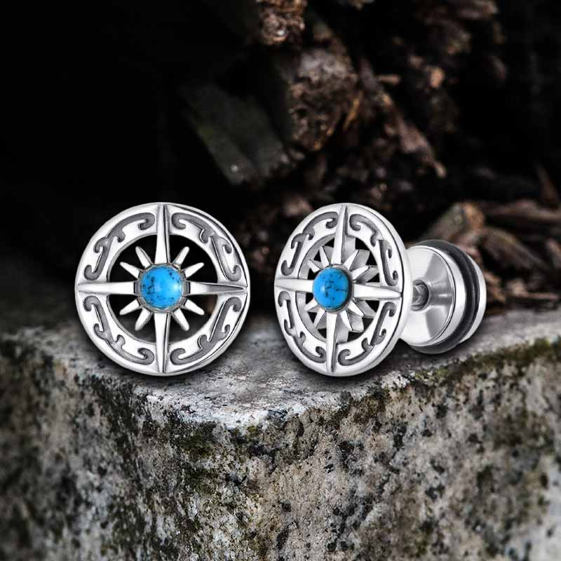 16240-vintage-turquoise-compass-stainless-steel-earrings-4.jpg Vintage Turquoise Compass Stainless Steel Earrings
