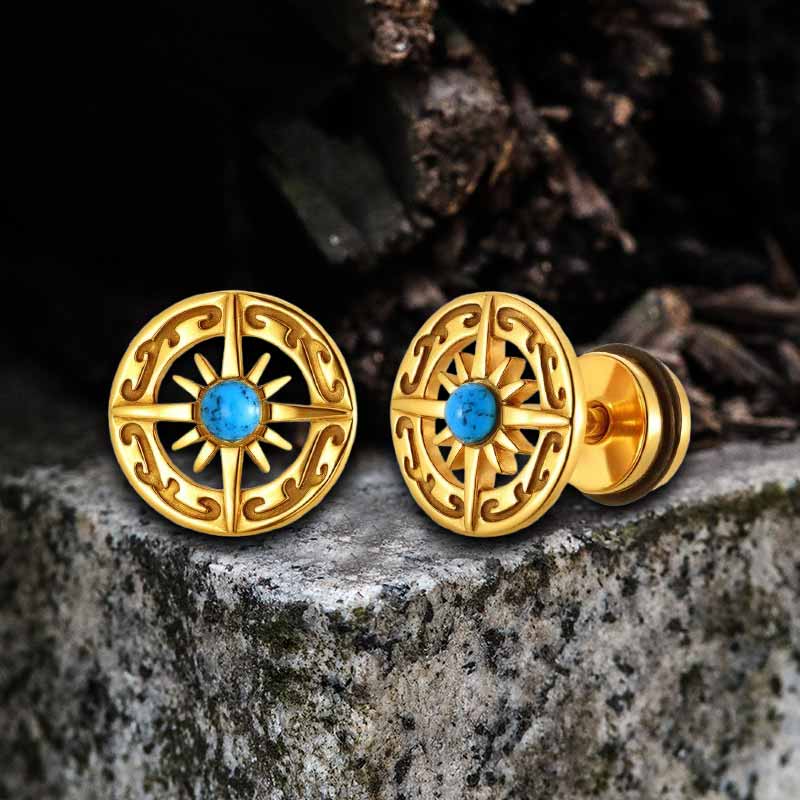 16240-vintage-turquoise-compass-stainless-steel-earrings-5.jpg Vintage Turquoise Compass Stainless Steel Earrings