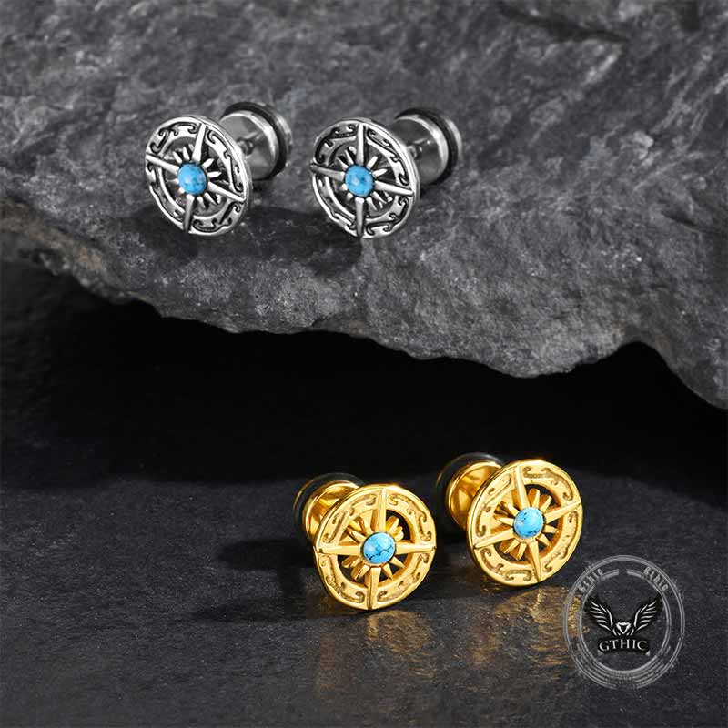 16240-vintage-turquoise-compass-stainless-steel-earrings-6.jpg Vintage Turquoise Compass Stainless Steel Earrings