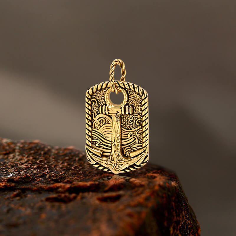 Vintage Wave Anchor Stainless Steel Pendant