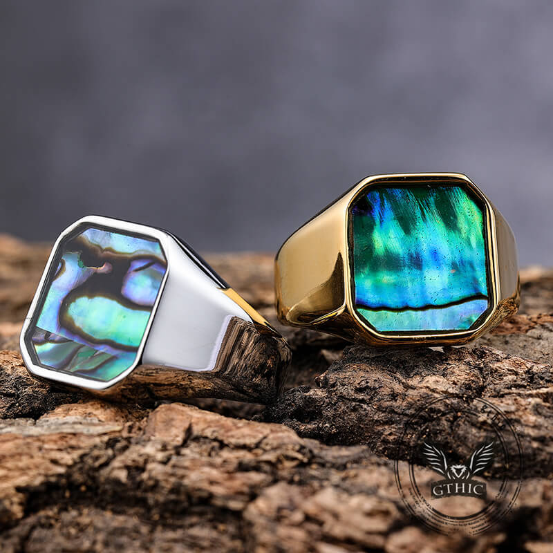 Simple Square Colorful Gemstone Stainless Steel Ring