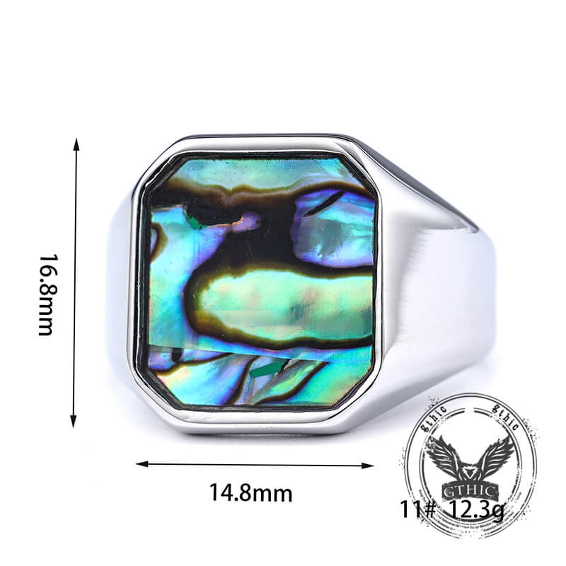 Simple Square Colorful Gemstone Stainless Steel Ring