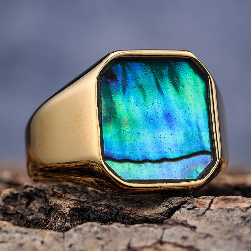 Simple Square Colorful Gemstone Stainless Steel Ring