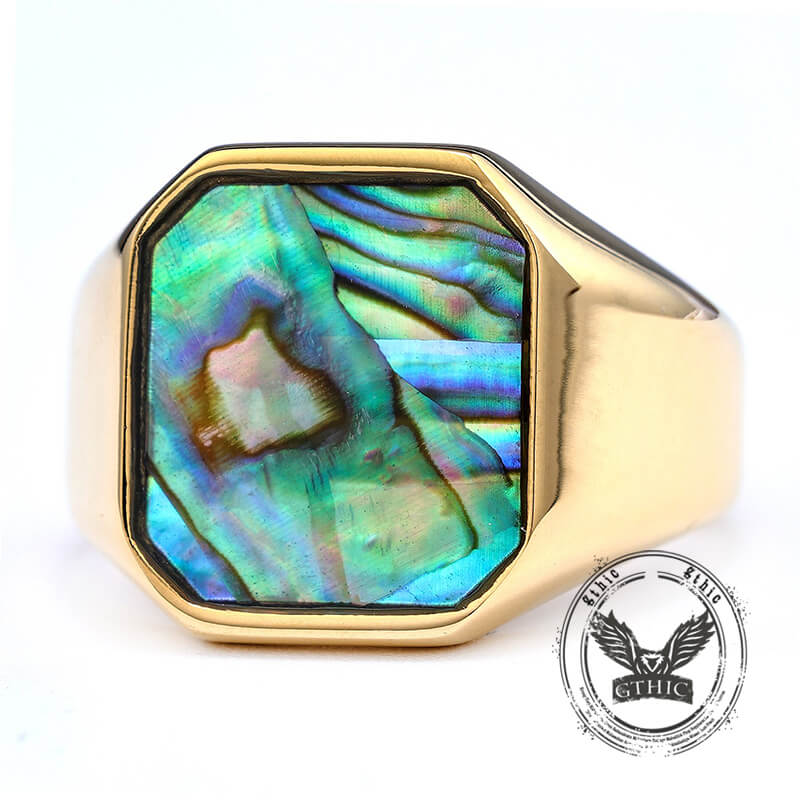 Simple Square Colorful Gemstone Stainless Steel Ring