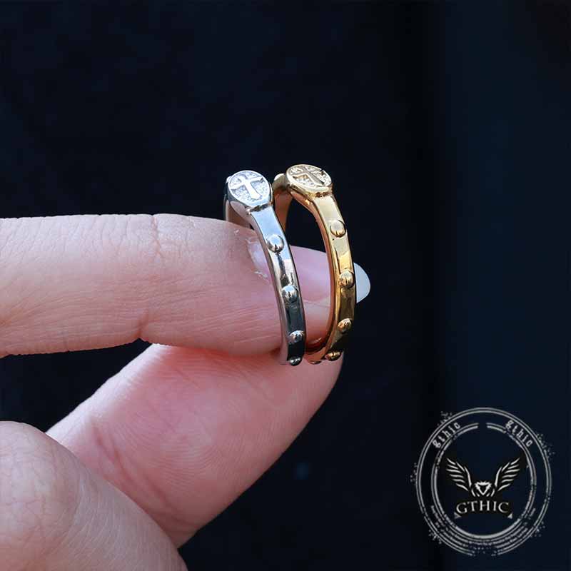 Vintage Cross Pattern Stainless Steel Christian Ring