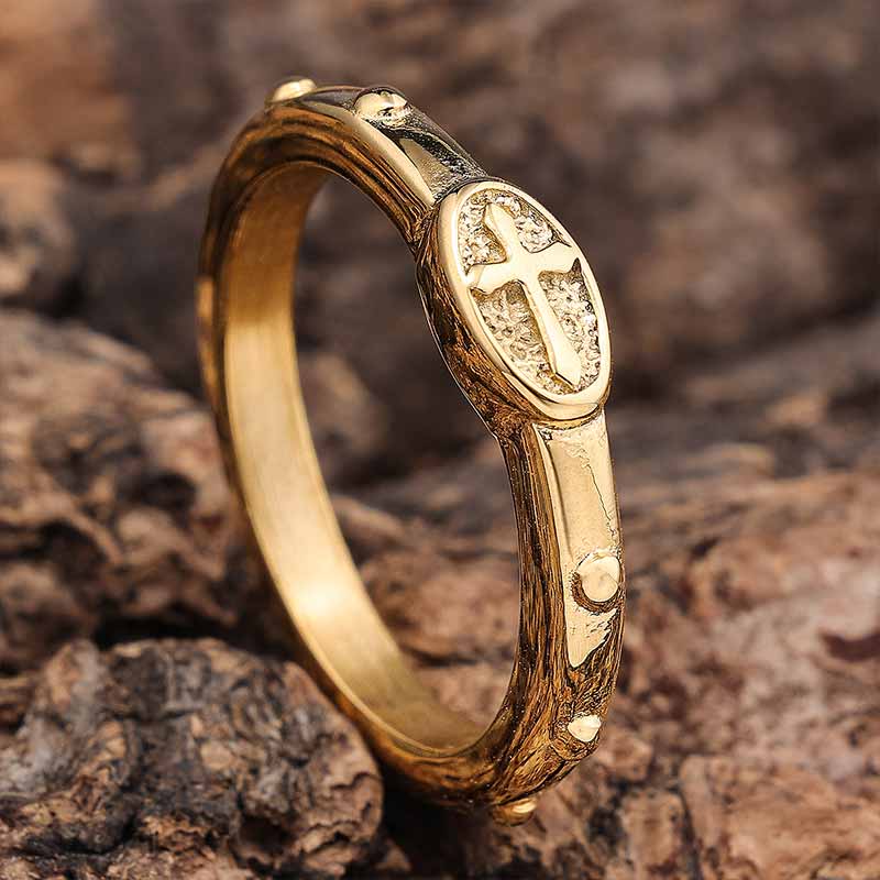 Vintage Cross Pattern Stainless Steel Christian Ring