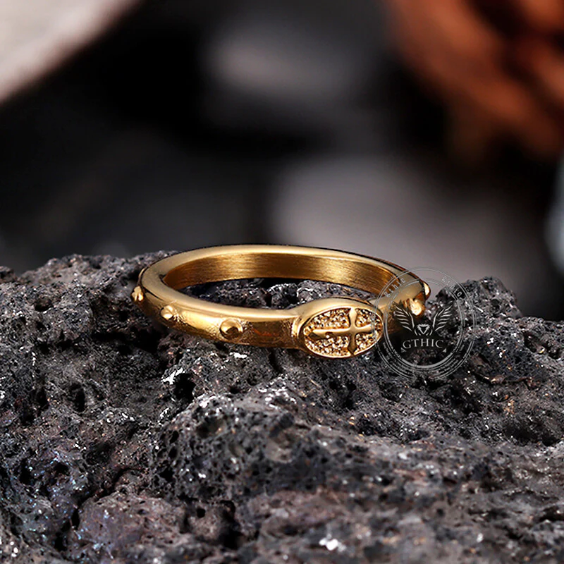 Vintage Cross Pattern Stainless Steel Christian Ring
