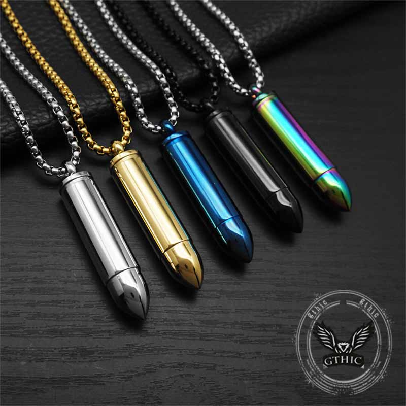 Simple Bullet Stainless Steel Openable Pendant