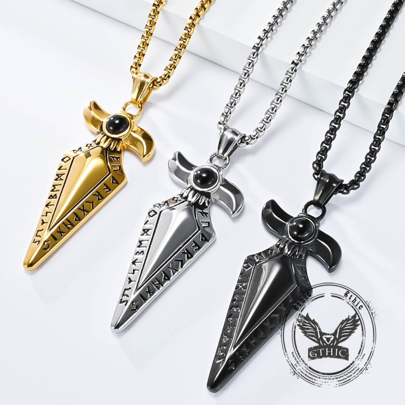 Vintage Viking Rune Spearhead Stainless Steel Pendant