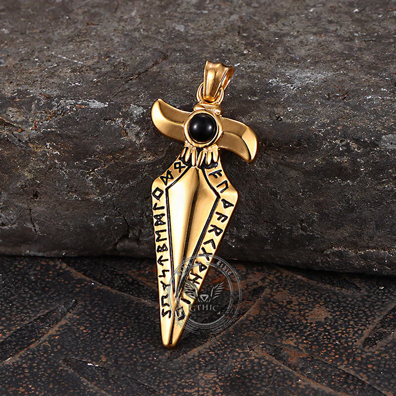 Vintage Viking Rune Spearhead Stainless Steel Pendant