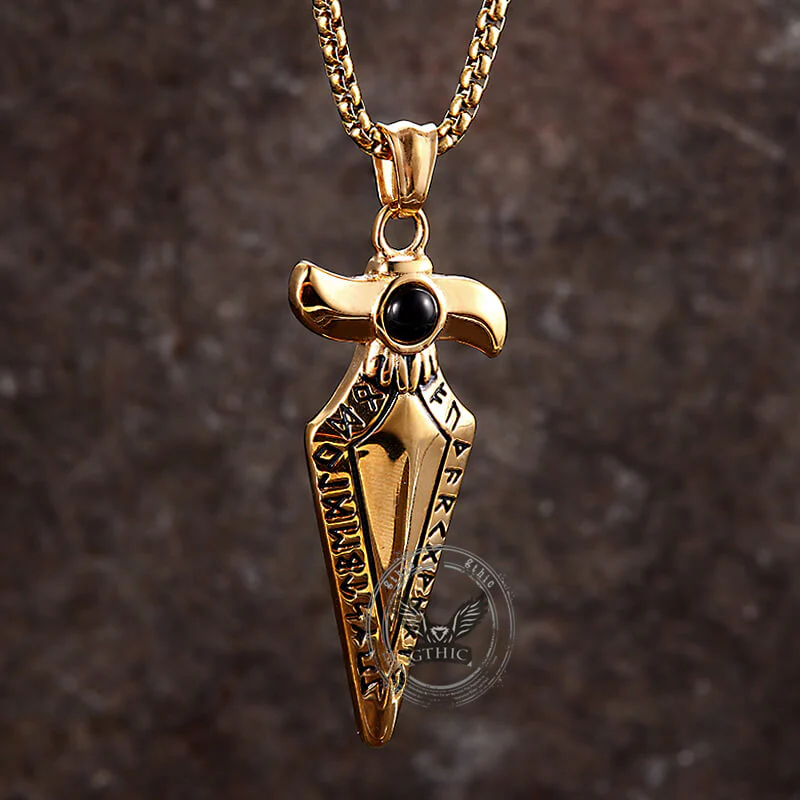 Vintage Viking Rune Spearhead Stainless Steel Pendant