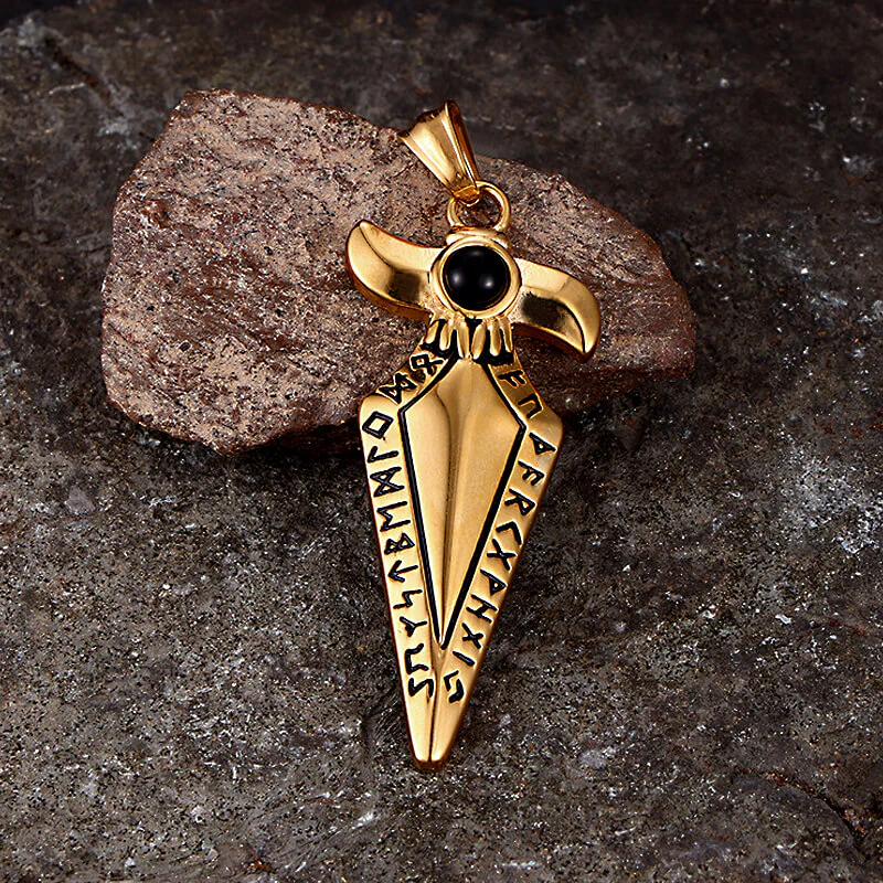 Vintage Viking Rune Spearhead Stainless Steel Pendant