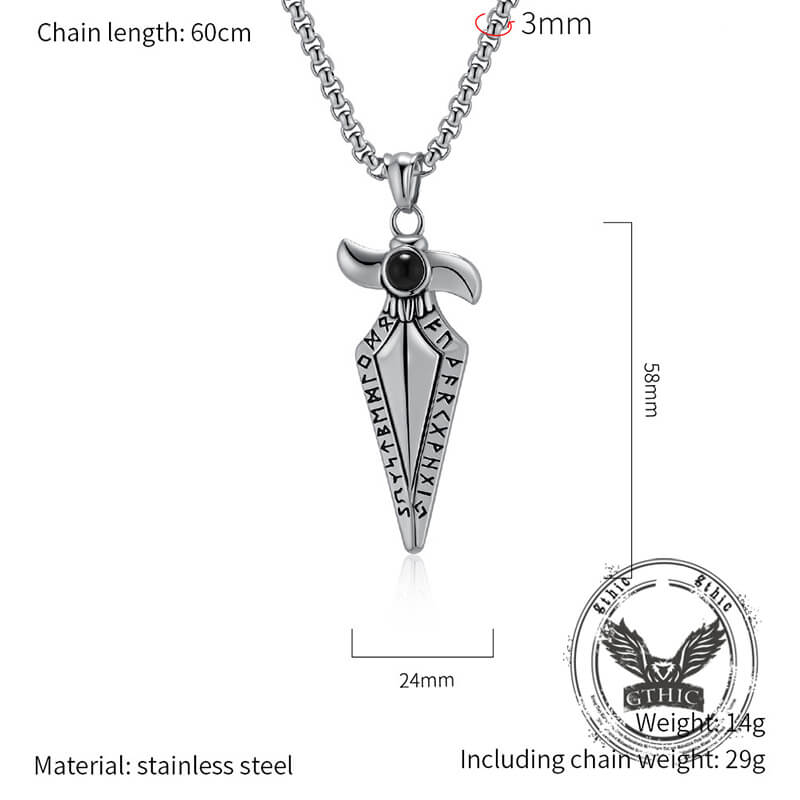 Vintage Viking Rune Spearhead Stainless Steel Pendant