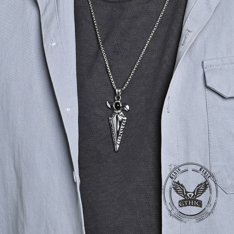 Vintage Viking Rune Spearhead Stainless Steel Pendant