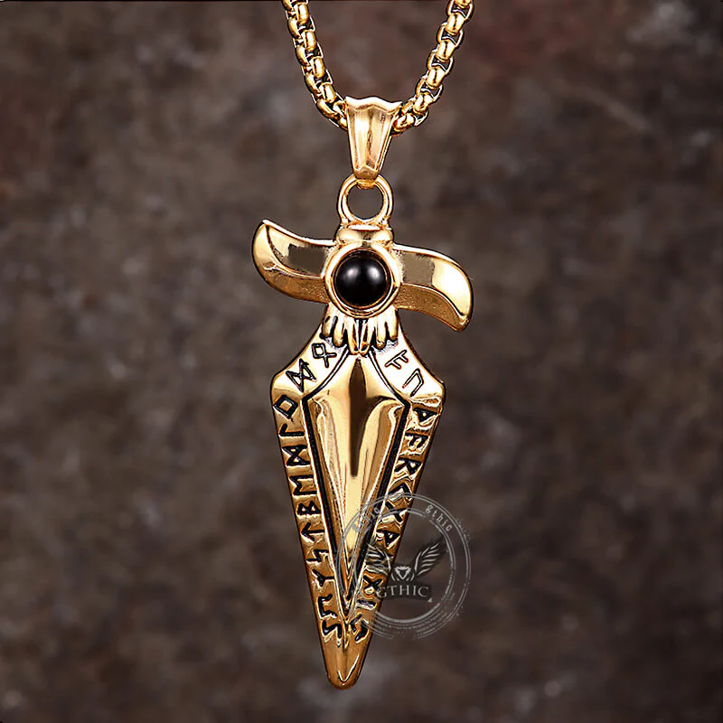 Vintage Viking Rune Spearhead Stainless Steel Pendant