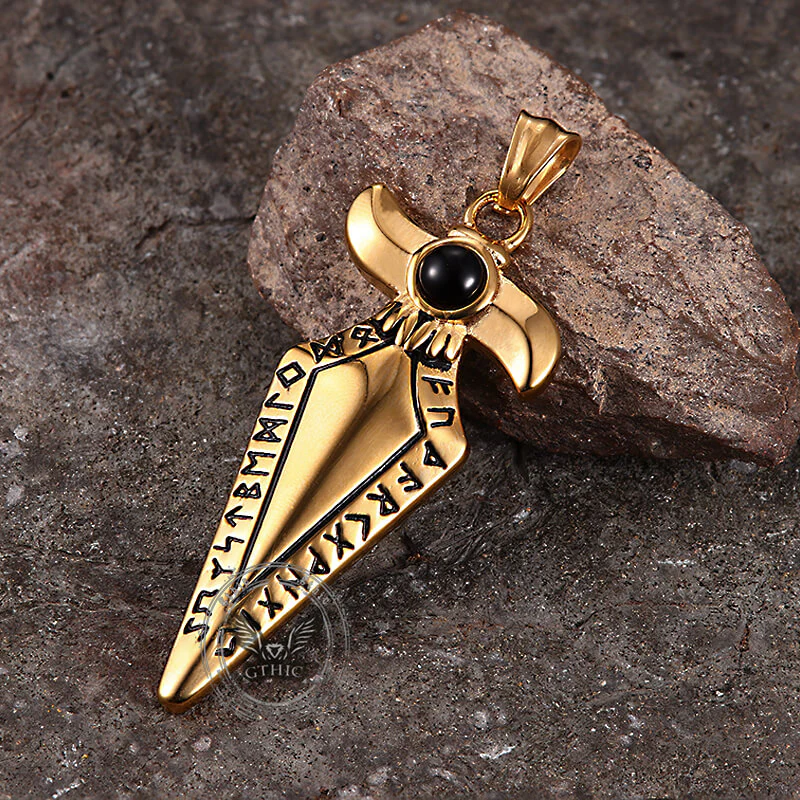 Vintage Viking Rune Spearhead Stainless Steel Pendant