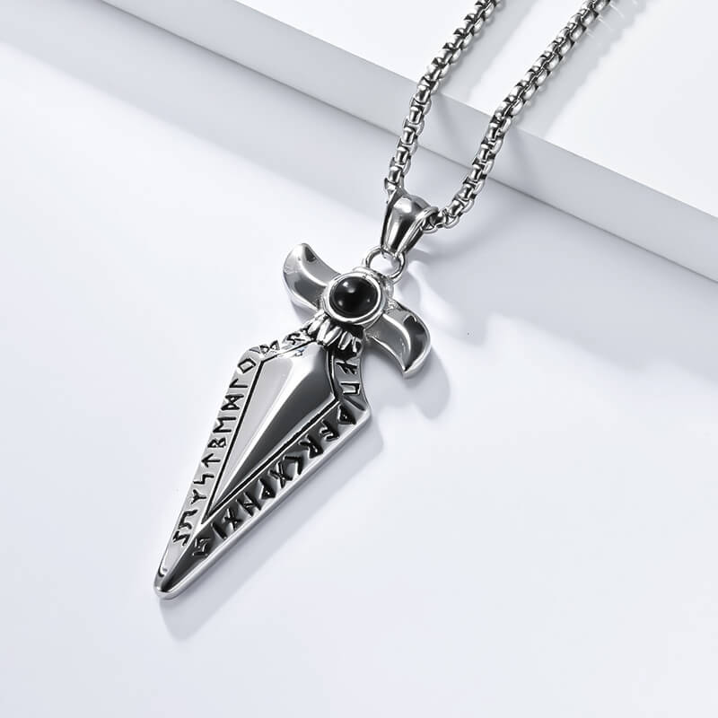 Vintage Viking Rune Spearhead Stainless Steel Pendant