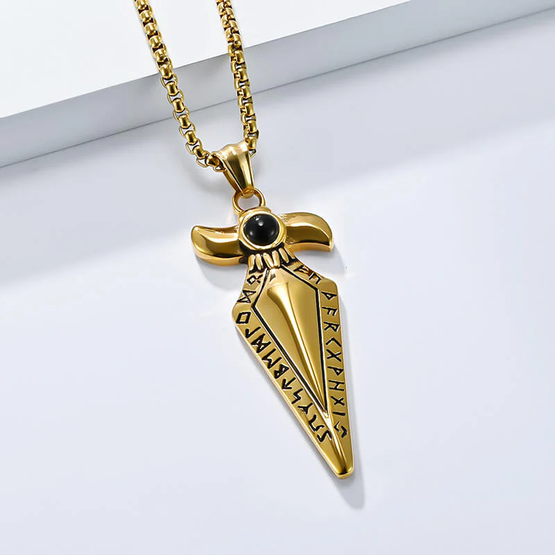 Vintage Viking Rune Spearhead Stainless Steel Pendant
