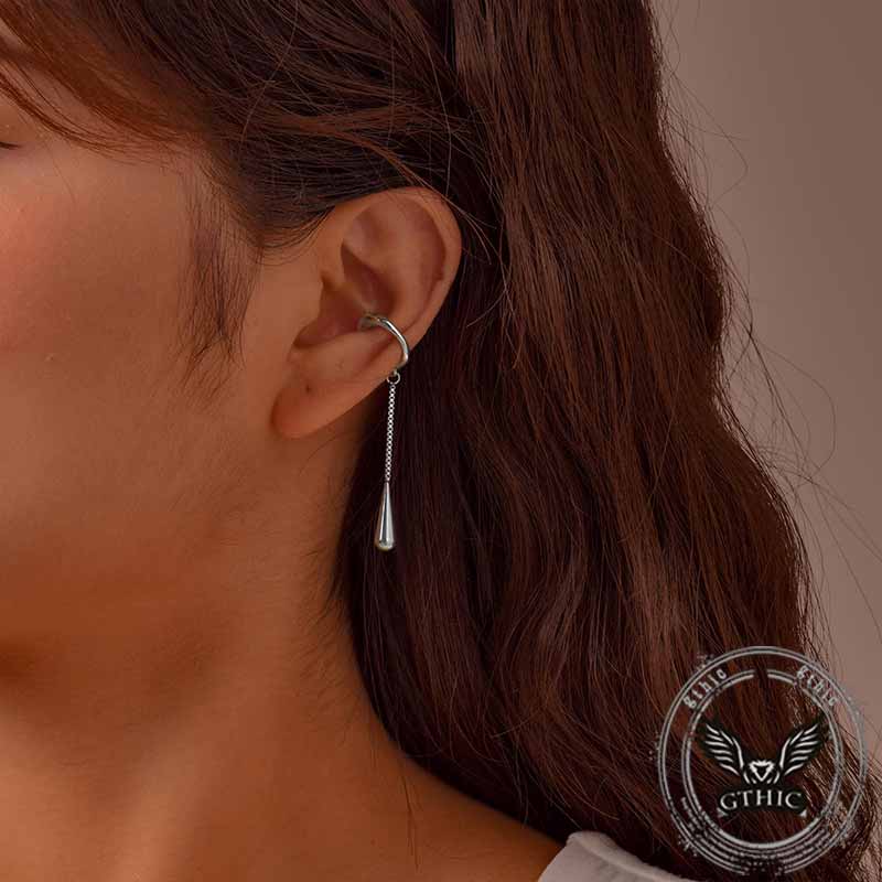 16483-simple-chain-teardrop-stainless-steel-ear-clips-3.jpg Simple Chain Teardrop Stainless Steel Ear Clips