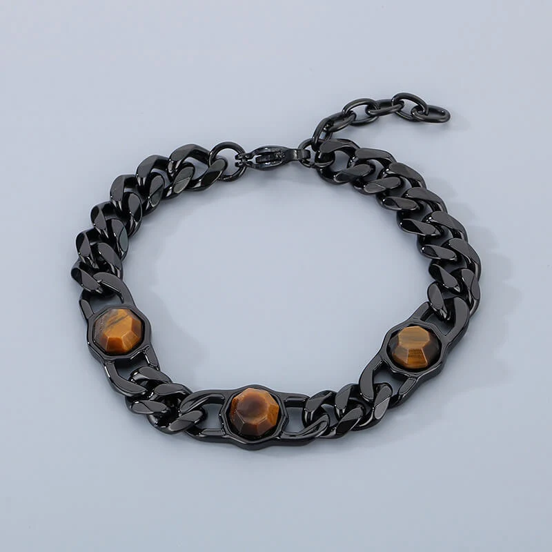 Fashion Inlaid Turquoise Cuban Chain Stainless Steel Bracelet