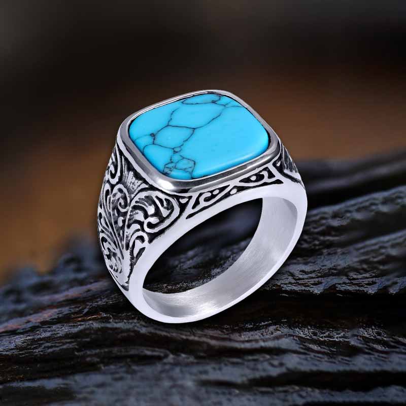 16496-vintage-pattern-square-turquoise-stainless-steel-ring-10.jpg Vintage Pattern Square Turquoise Stainless Steel Ring
