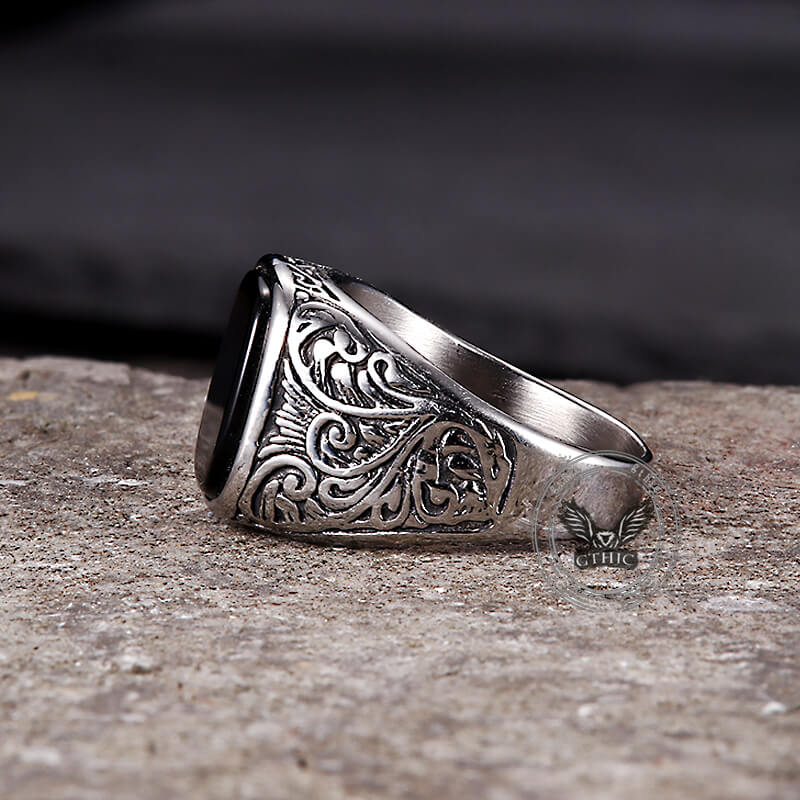 16496-vintage-pattern-square-turquoise-stainless-steel-ring-11.jpg Vintage Pattern Square Turquoise Stainless Steel Ring