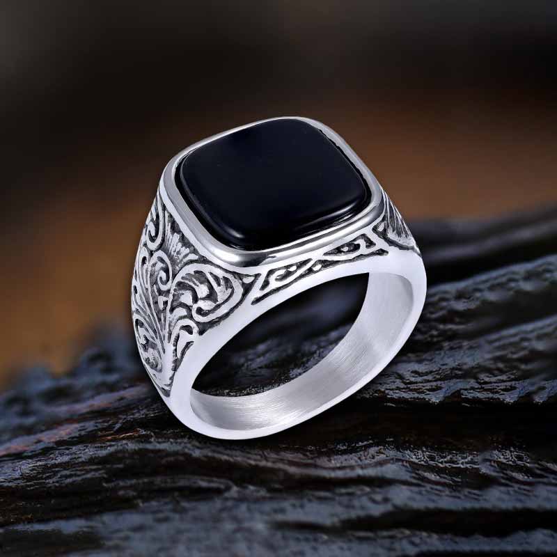 16496-vintage-pattern-square-turquoise-stainless-steel-ring-8.jpg Vintage Pattern Square Turquoise Stainless Steel Ring