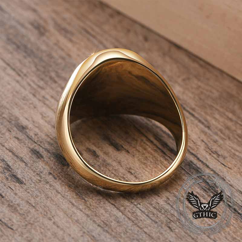 Simple Oval Drip Glue Lapis Lazuli Stainless Steel Ring