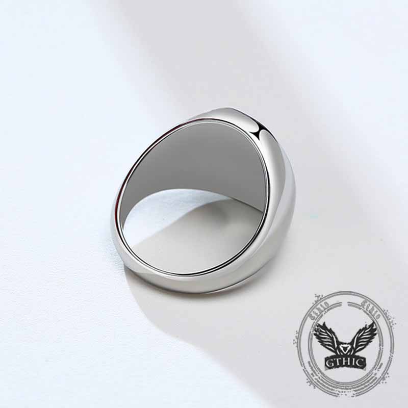 Simple Oval Drip Glue Lapis Lazuli Stainless Steel Ring
