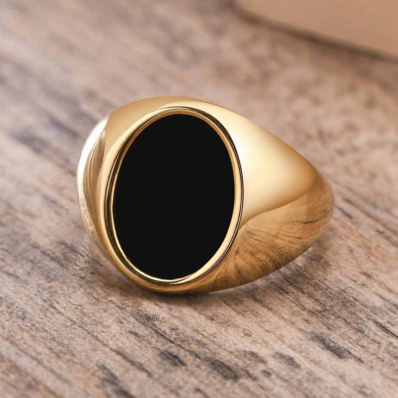 Simple Oval Drip Glue Lapis Lazuli Stainless Steel Ring