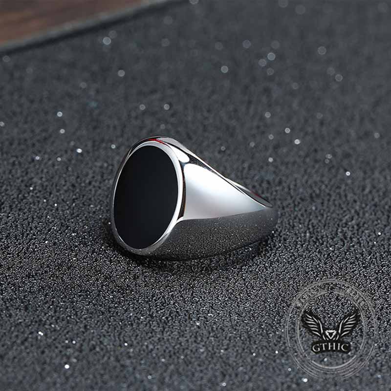 Simple Oval Drip Glue Lapis Lazuli Stainless Steel Ring