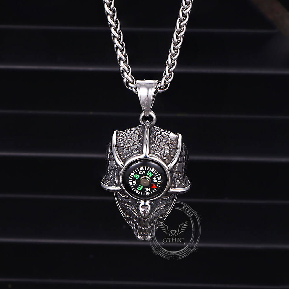 Gothic Demon Eye Compass Skull Stainless Steel Pendant