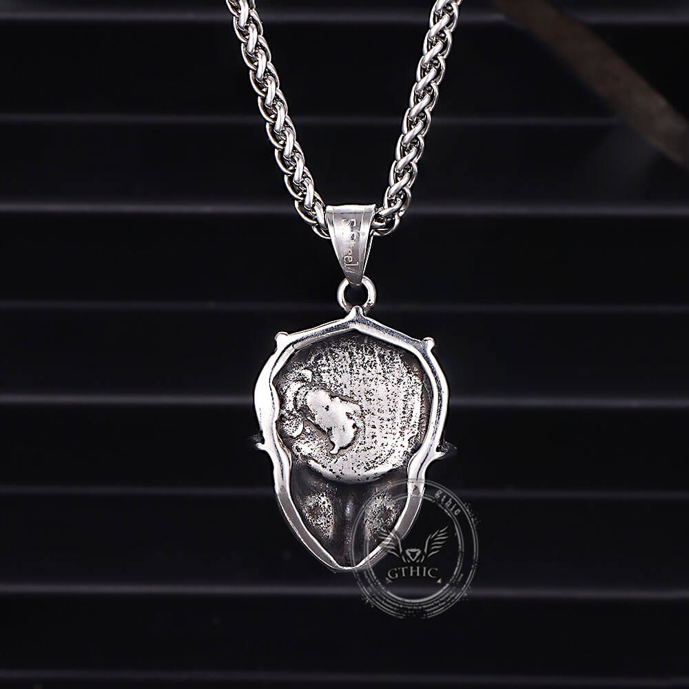 Gothic Demon Eye Compass Skull Stainless Steel Pendant