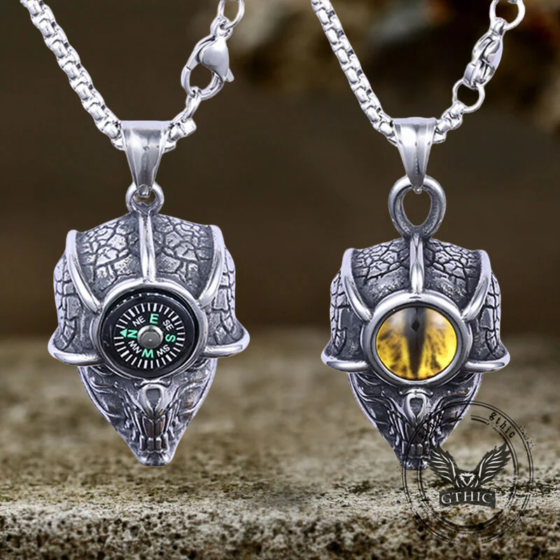 Gothic Demon Eye Compass Skull Stainless Steel Pendant