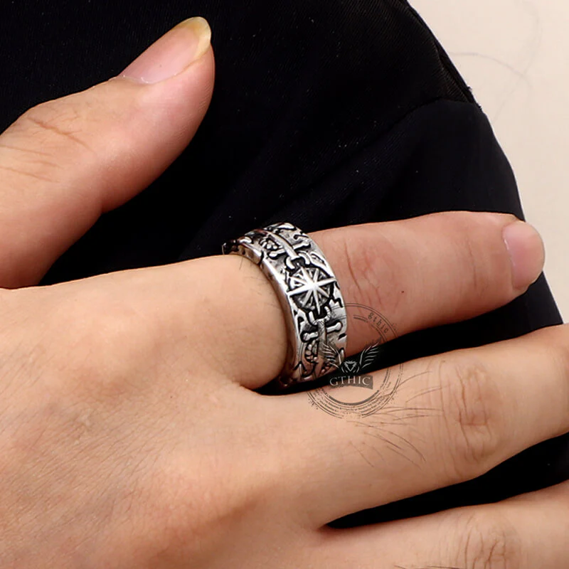 16557-vintage-eight-pointed-star-pirate-anchor-stainless-steel-ring-2.webp Vintage Eight-Pointed Star Pirate Anchor Stainless Steel Ring